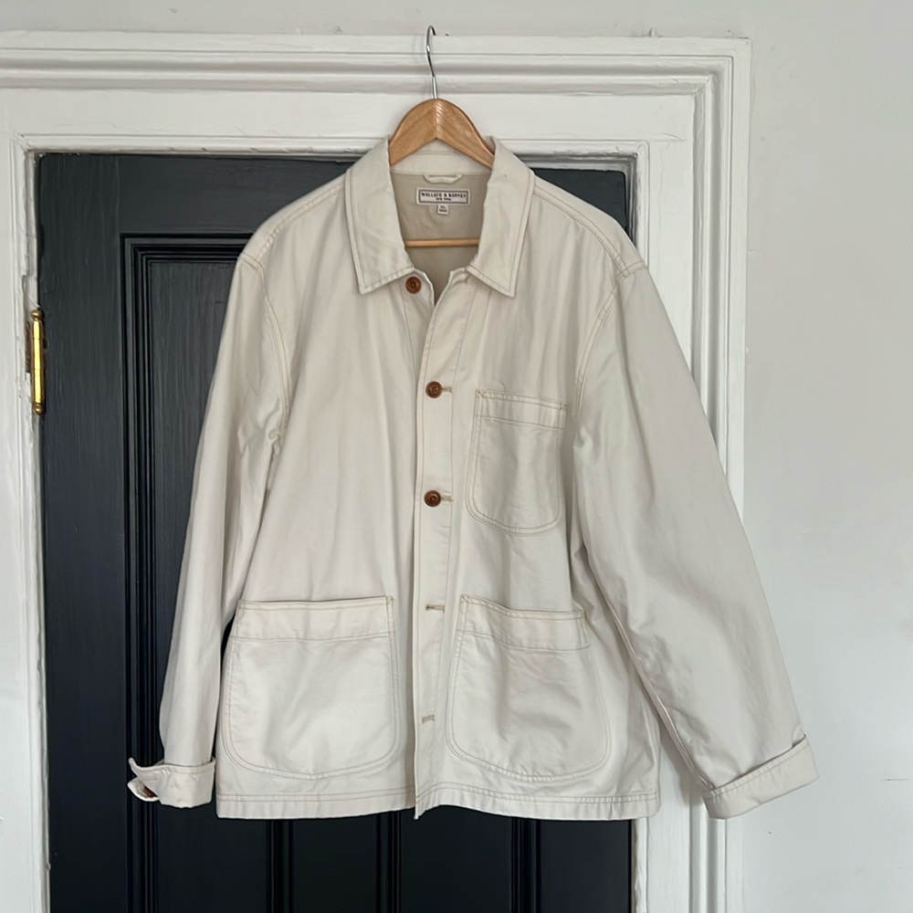 Wallace & Barnes NY chore coat work jacket natural color MENS XL lined